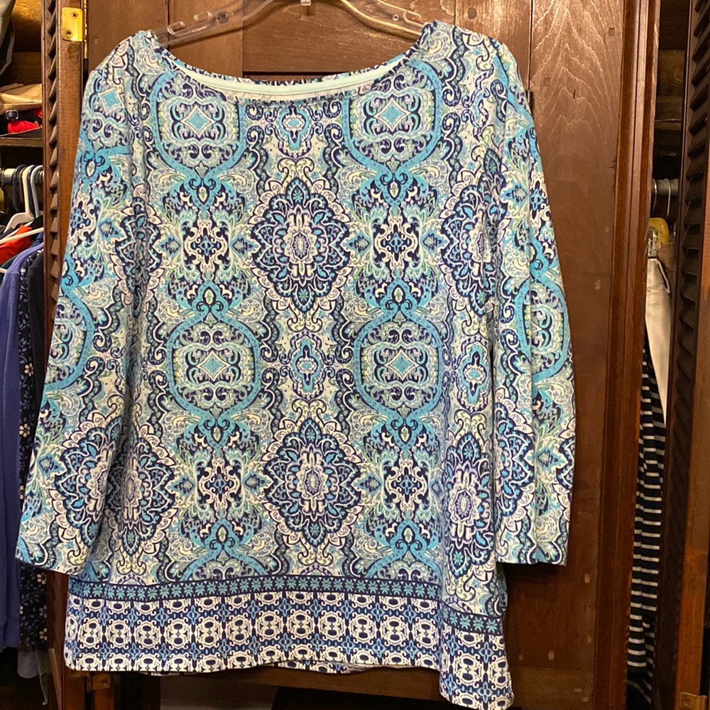 The Talbots Tee , Colorful , 3/4 Sleeves Size XL